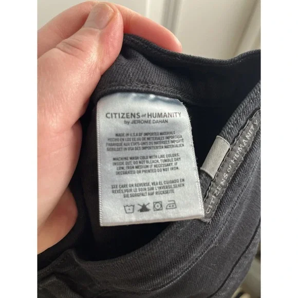 Citizens of Humanity Drew Flounce High Rise Crop Flare Jeans in Soiree Black 25 - Picture 14 of 15